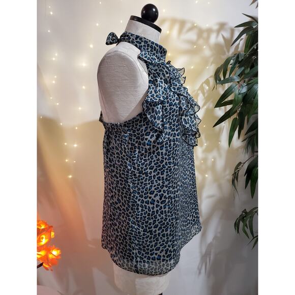 The Limited Animal Leopard Print Ruffle Front Halter Top Womens Size S Blouse - Picture 5 of 9